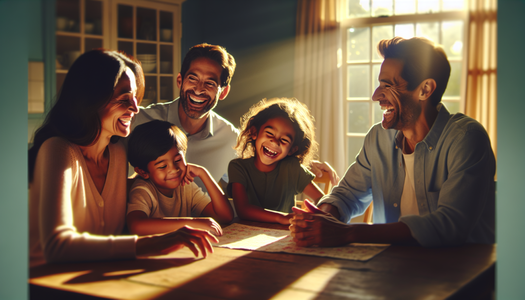 Parent and child sharing a warm moment during a morning routine at a kitchen table