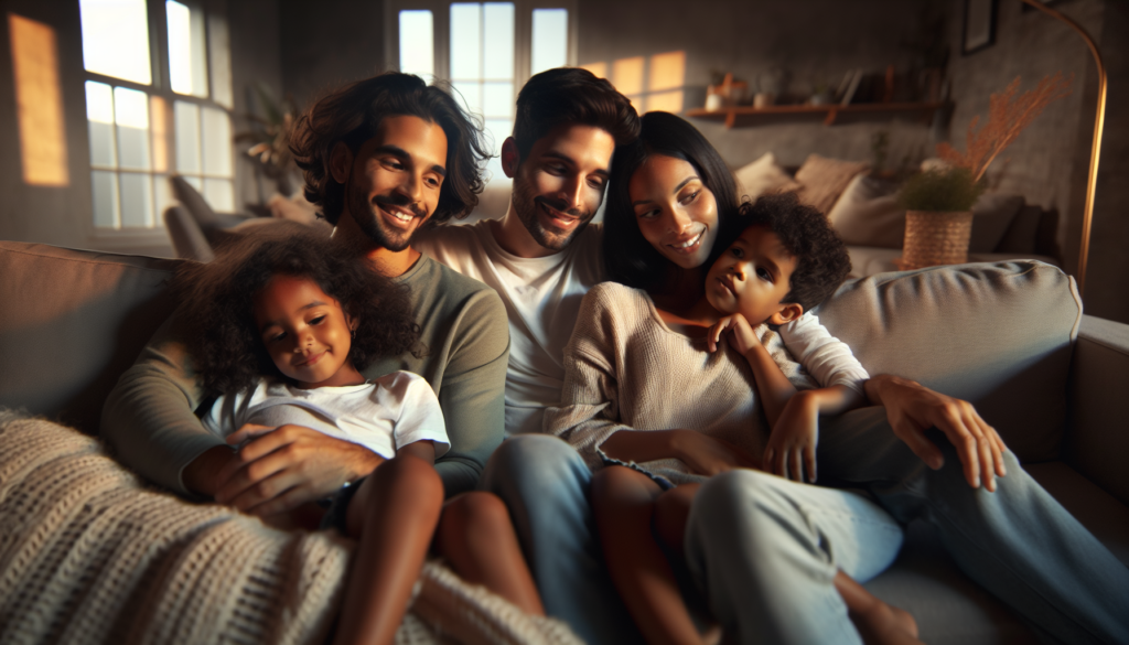 Positive Family Parenting Tips for Stronger, Loving Homes - Eramag Magazine – Business, AI & Digital Growth Parent and child sharing a calm bedtime conversation on a cozy couch, warm lighting and soft focus