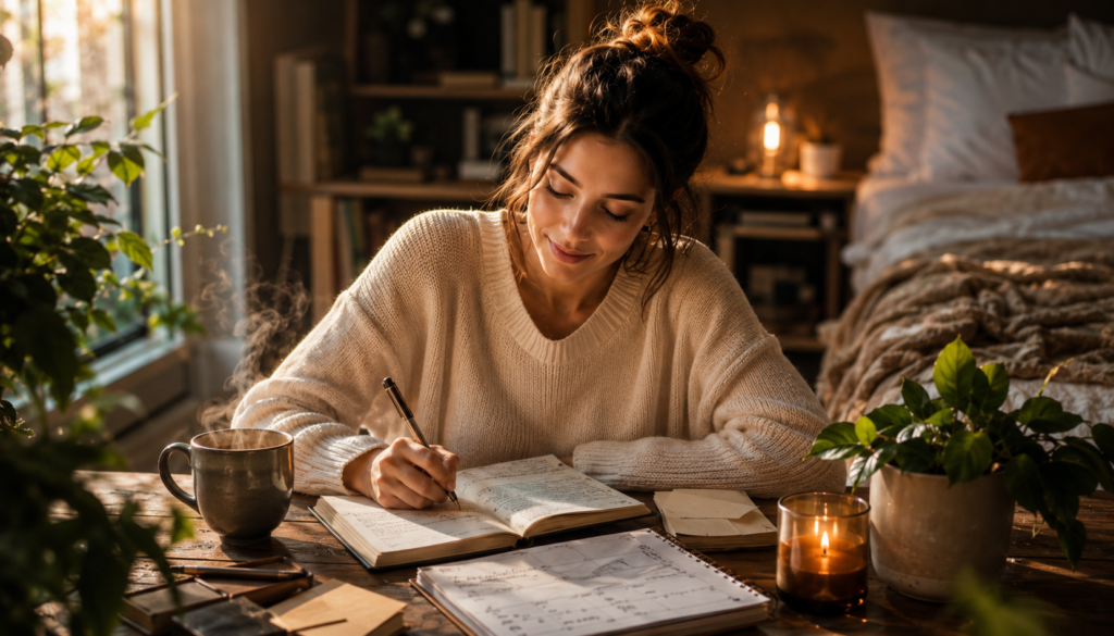 Personal Growth Habits: Practical Daily Routines for Confidence - Eramag Magazine – Business, AI & Digital Growth Person writing a morning journal at a tidy desk to anchor their day and build steady progress.
